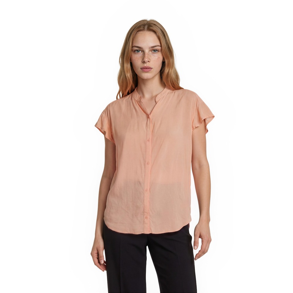 Cloth & Stone Anthropologie Button Blouse Women's Size XS Peach Short Sleeve Top